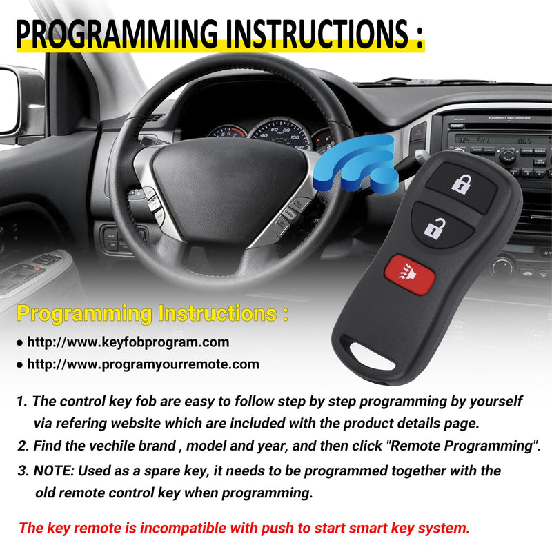 Keyless Entry Remote Key Fob Compatible with Infiniti FX35 FX45 QX4, Armada Pathfinder Frontier Murano Titan Quest Xterra Sentra, Replacement for KBRASTU15 (Pack of 2)