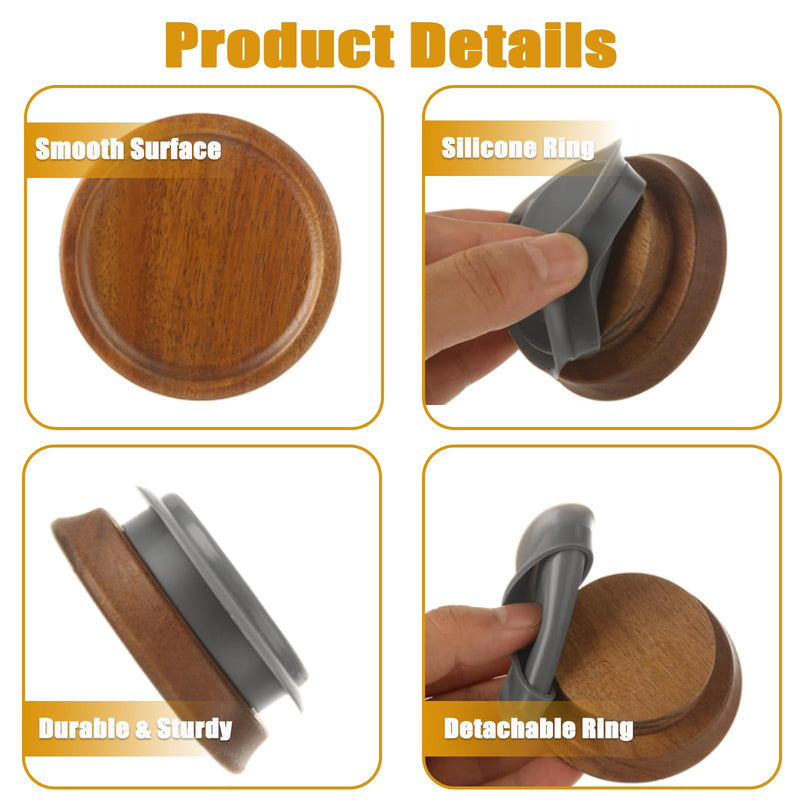 QTLCOHD 12 Pack Regular Mouth Mason Jar Lids | Acacia Wooden Storage Canning Lids with Airtight Silicone Seal for Ball Mason Kerr Jars