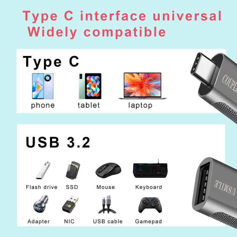 USB C to USB Adapter [4 Pack],OTG Cable | Thunderbolt3 to USB|10Gbps High-Speed | USB-IF Certified | Compatible with MacBook Pro/Air, iPhone 15, Laptops, Tablets USB C to USB 4pack-Grey