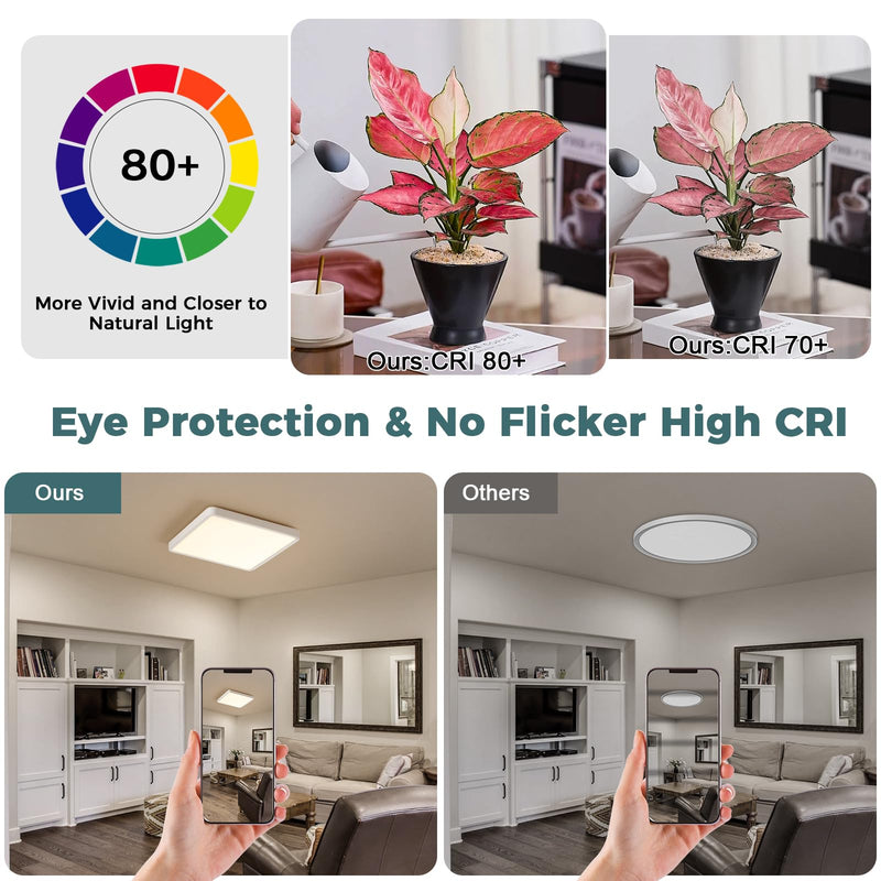 LED Ceiling Light Fixture with Remote Contro 12Inch 36W Flush Mount Close to Ceiling Lights 3000K-6500K Light Color Changeable Slim Modern Ceiling Lamp for Bedroom Kitchen Dining room Entryway White-A
