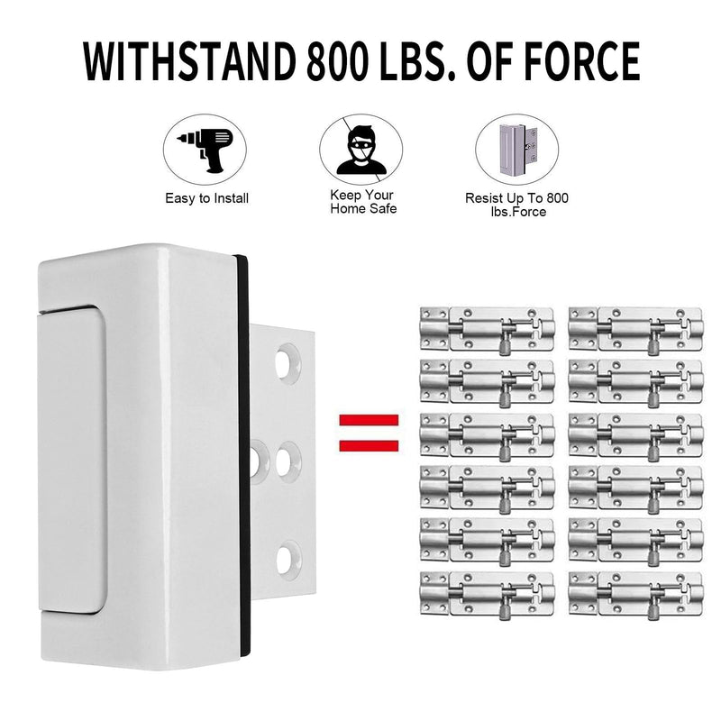 Saihisday 3PCS Home Security Door Reinforcement Lock, Add Home Security to Prevent Unauthorized Entry, Aluminum Privacy Door Lock with 7 Screws for Inward Swinging Door (White) White