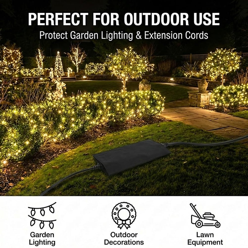 3Pcs Outdoor Extension Cord Safety Covers, 600D Canvas Oxford Cloth Waterproof Electrical Outlet Cover, Plug Connector Covers(Black) Black