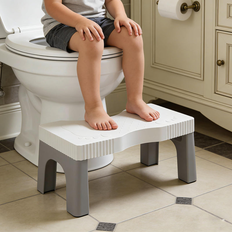 7” Toilet Potty Stool, Anti-Slip Proper Posture Squatting Poop Step, Poop Stool for Better Bathroom Posture, Lightweight Stable & Durable Design, Easy to Clean, Grey 1 Gray