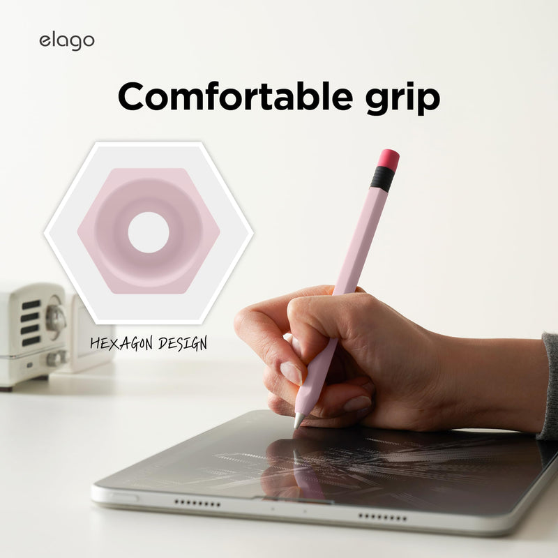 elago Classic Pencil Case Compatible with Apple Pencil (USB-C), Perfect Grip, Protective Skin, Silicone Sleeve, Supports Magnetic Attachment [Lovely Pink] Lovely Pink