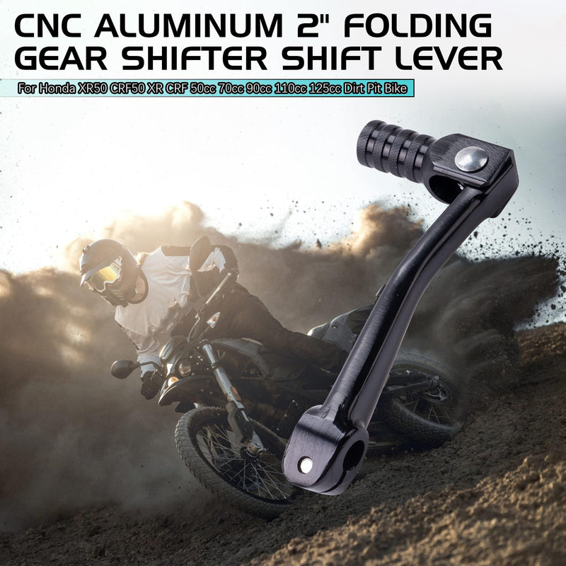 CNC Aluminum 2" Folding Gear Shifter Shift Lever for Honda XR50 CRF50 XR CRF 50cc 70cc 90cc 110cc 125cc Dirt Pit Bike (Black) Black