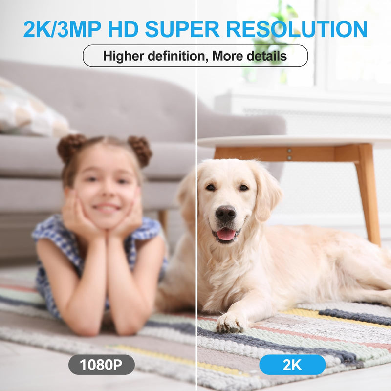 Security Camera Indoor,Wi-Fi &Two-Way Audio,Indoor Camera for Home,Baby/Dog/Cat/Pet Camera with Phone app,Night Vision,Motion Tracking, Compatible with Alexa (Blue) Blue