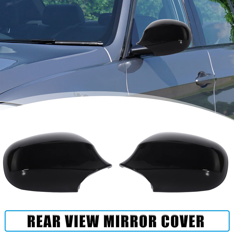 X AUTOHAUX Pair Car Exterior Rear View Mirror Housing Door Wing Mirror Covering Cap for BMW 323i 328i 335d 335i Black For E90 2009-2011