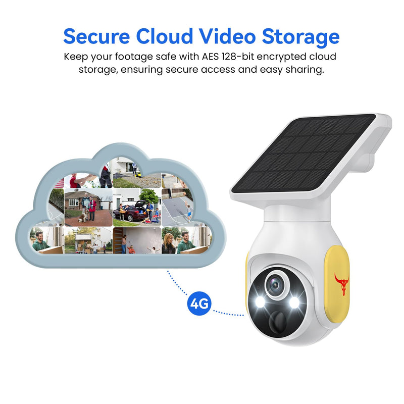 4G LTE Cellular Security Camera, SIM Card Included, No WiFi Needed, AI Motion Detection, Pan Tilt, 2-Way Talk, Night Vision, Works with Verizon/AT&T/T-Mobile 4G