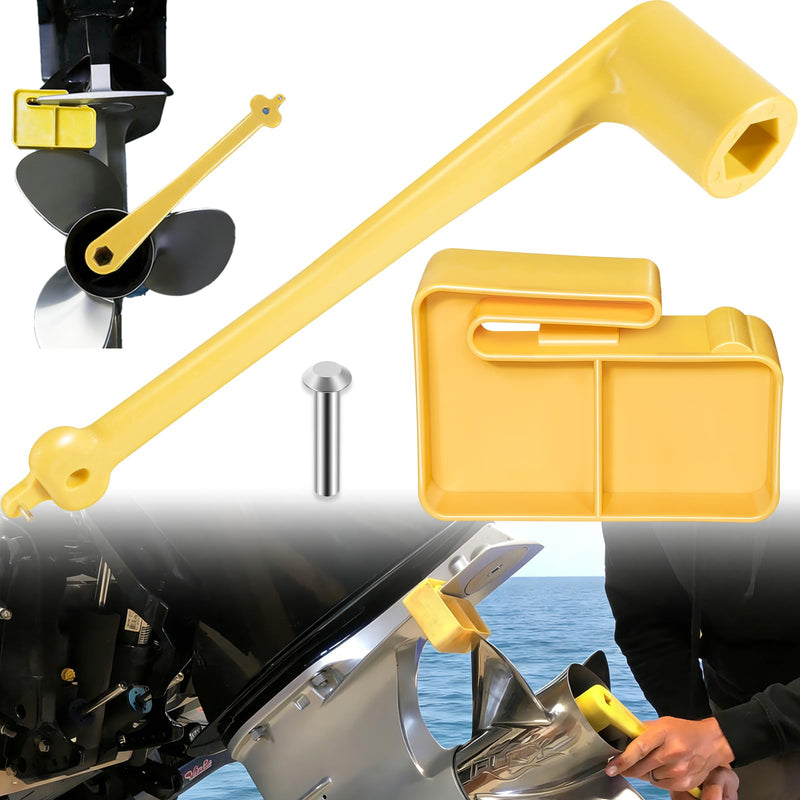 Marine 1-1/16" Propeller Wrench & Prop Stop Block Kit for All Outboard & Stern Drive (Mercury/Mercruiser/Yamaha) High-Visibility Yellow Corrosion-Resistant Outboard Prop Removal & Installation Kit 1-1/16" with Prop Stop