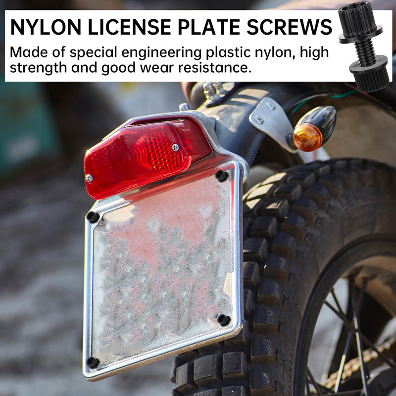 License Plate Bolts 4 Pcs 6mm License Plate Screws Universal Thread Screws Nylon Bolts and Nuts for Motorcycle Cars Trucks Bike Plate Fasteners