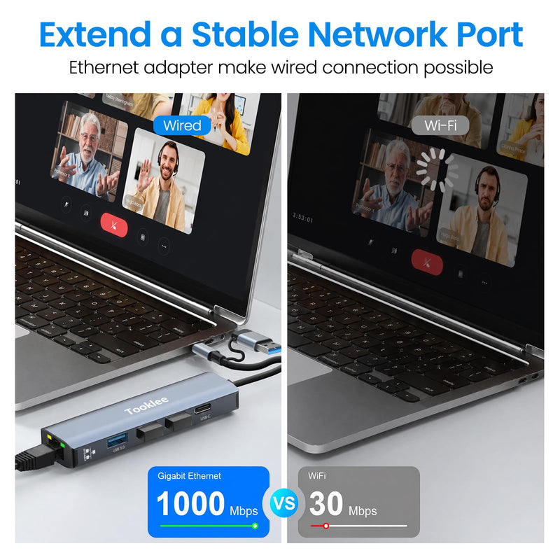 USB to Ethernet Adapter, USB 3.0 USB C Hub with Ethernet 1Gbps Network | USBC Ethernet Adapter for Laptop with USB-C Charging & USB-A 3.0, USB to RJ45 for Computer, MacBook/iPad Pro/Phone/Tablet