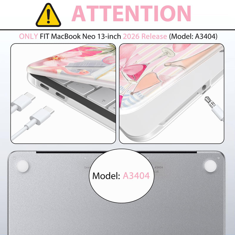 AKIT Compatible with MacBook Neo Case 13 inch 2026 Release Model A3404 | 3 in 1 Hard Shell with Screen Protector & Keyboard Cover,Snap-On Protective Cover for MacBook Neo 13 inch,Summer Beach Summer Beach