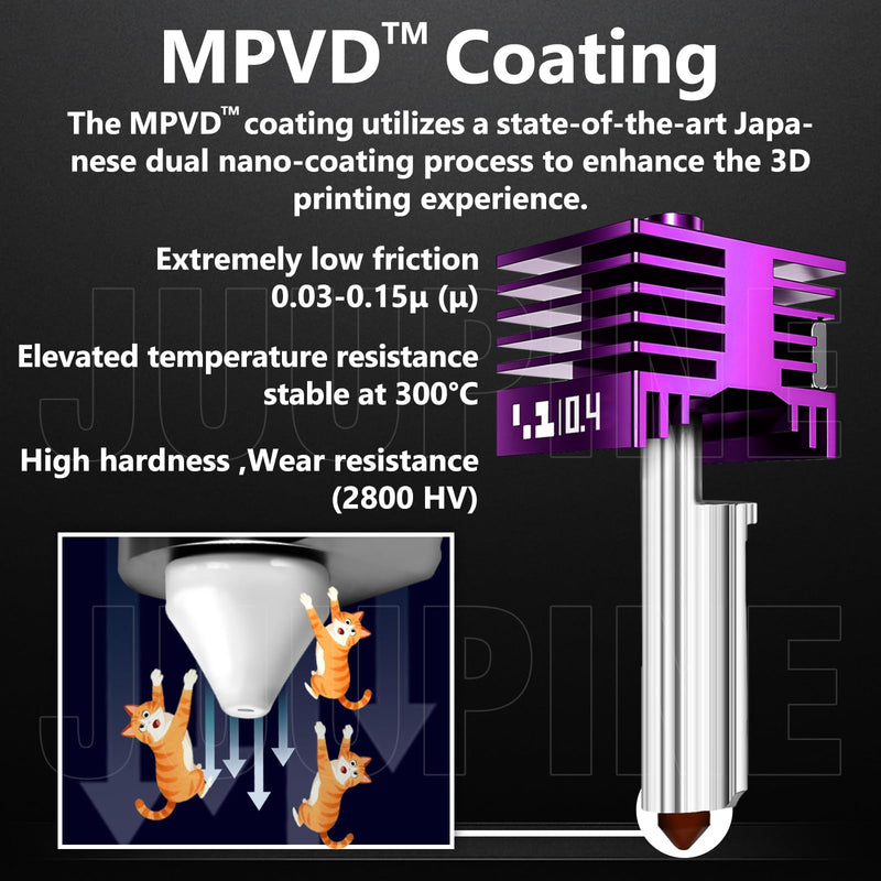 2PK MPVD Hotend 0.4mm for Bambu Lab X2D/P2S H2/A1 Series Nozzle Upgrade Nano-Coating Anti-Stick Filament High Hardness 2800HV for Bambu lab X2D P2S Nozzle Bambu Lab H2S Hotend 2 PK 0.4mm Hotend Kit For X2D/P2S/H2D/H2C/H2S/A1/A1mini