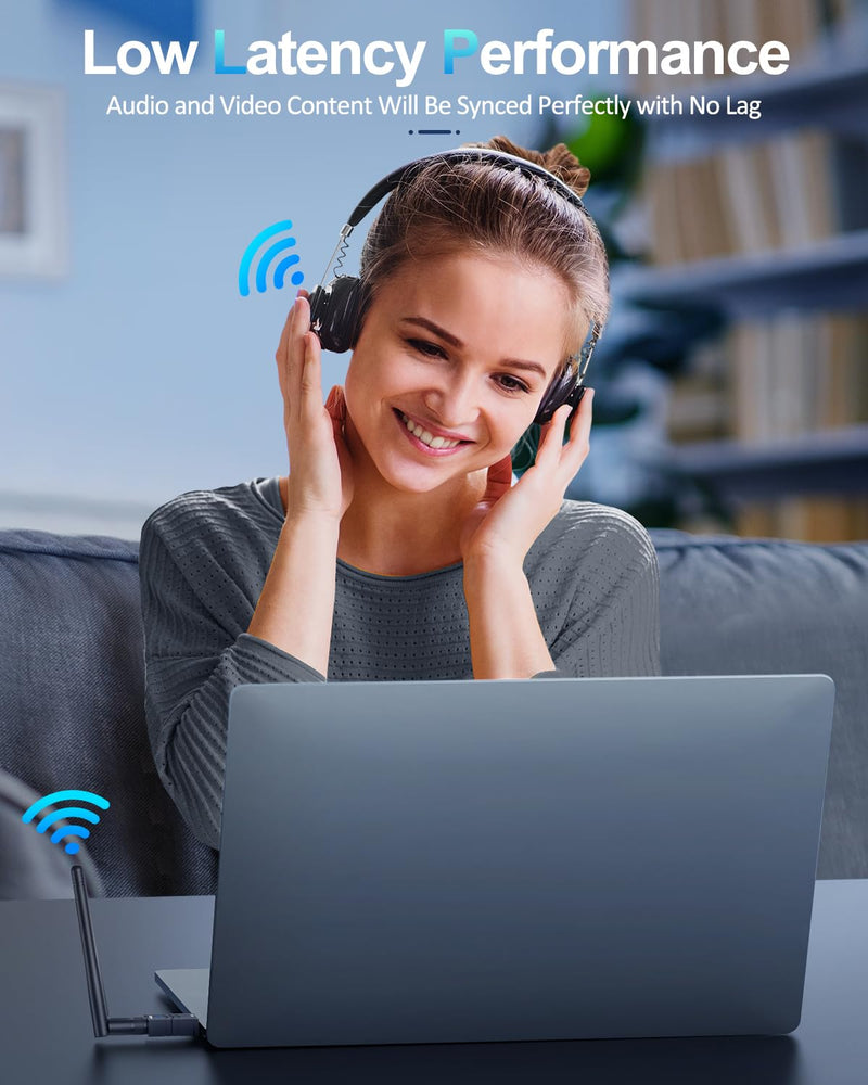 ZEXMTE 5.4 USB Bluetooth Adapter for PC, Long Range Connection with High Gain Antenna, Wireless Bluetooth Receiver 492FT / 150M, Plug &Play for Windows 11/10/8.1/7