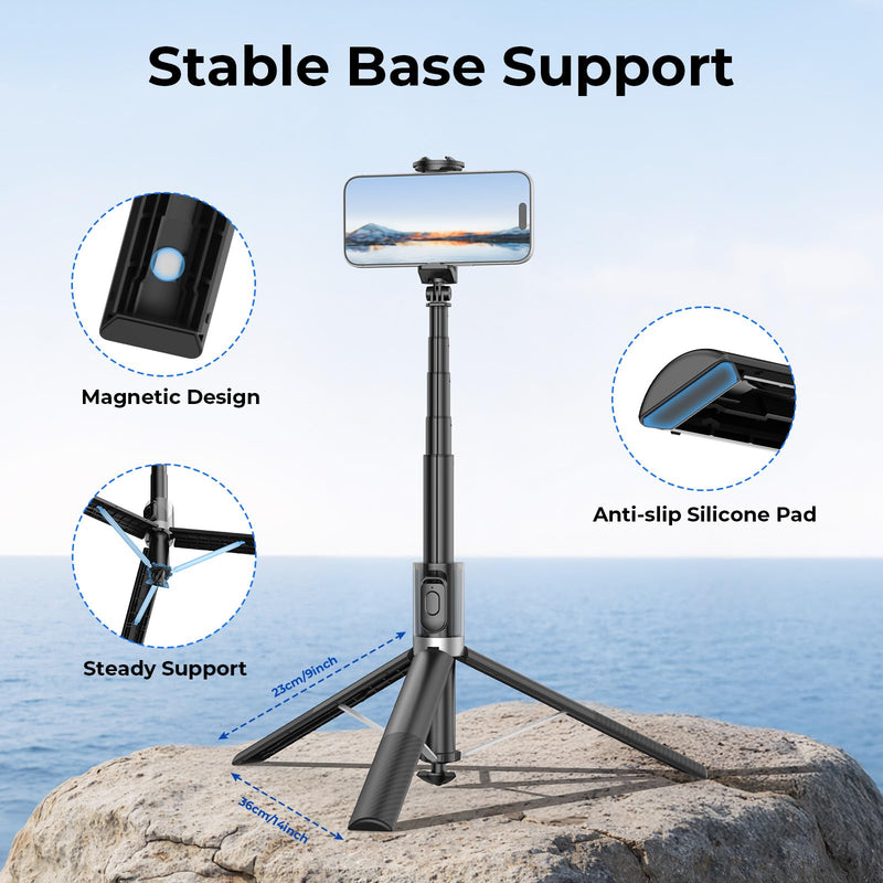 Kaitezenz 0.01s Auto Pop Open 63" Phone Tripod for iPhone with Remote, Selfie Stick Tripod Stand Extendable with Cell Phone Clip, Compatible with iPhone for Travel Video Recording Live Stream Vlog