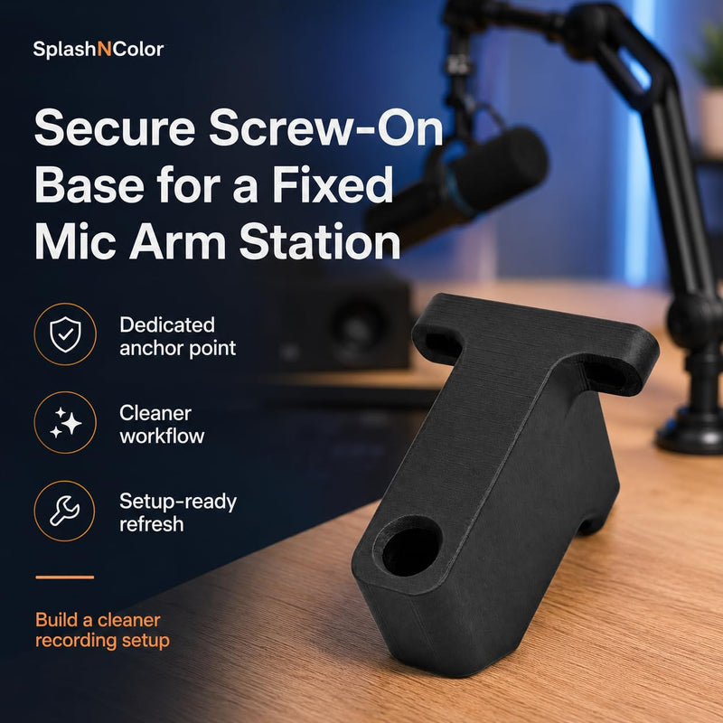 SplashNColor Wall Mount Bracket Compatible with Rode PSA1 Studio Boom Arm – Secure Screw-On Base | Fixed Mic Arm Station | Flat Surface Workstation Adapter