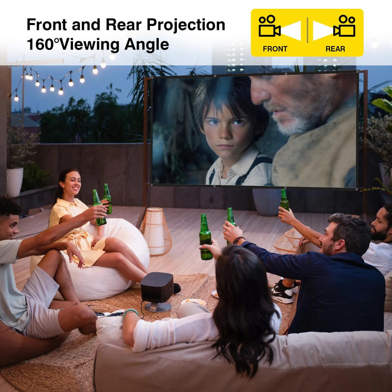 100 inch Projector Screen 16:9 4K HD 160° Portable Projector Screen Indoor Outdoor Movie Screens Washable Foldable Projection Screens for Home Theater,Supports Both Font and Rear Projection