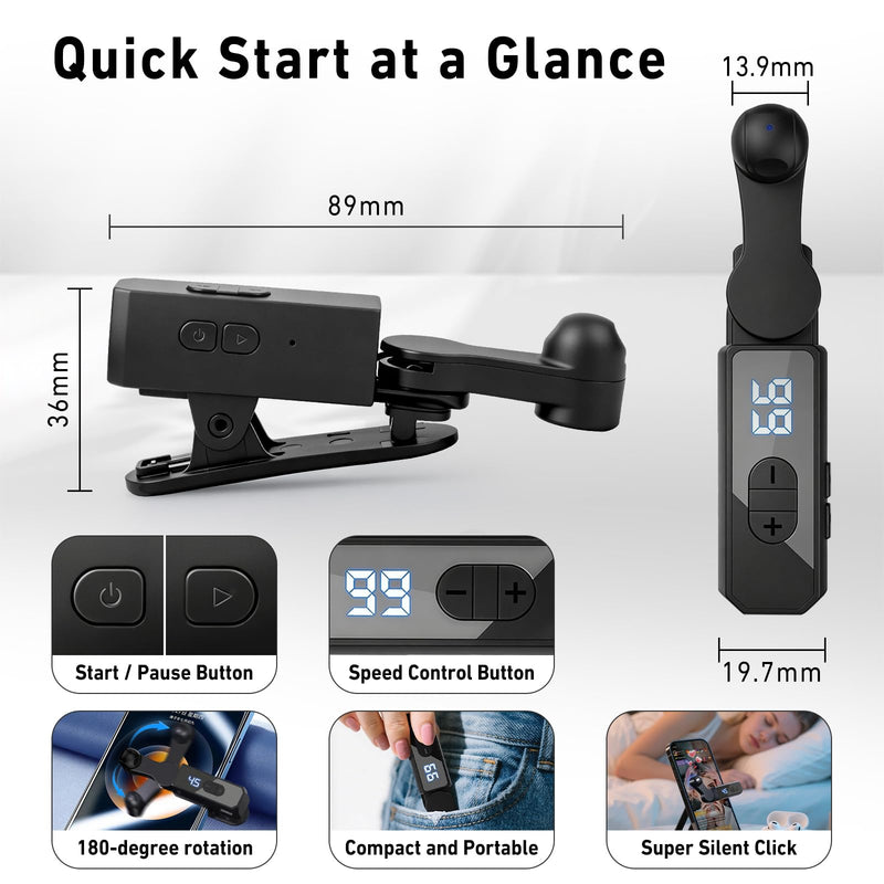Auto Clicker for iPhone,Wireless Rechargeable Screen Tapper for TikTok | Compatible with iPad&Android, 8-12h Battery Life, 107 Adjustable Speeds for Live Streams, Likes, Gaming & Social Media Tasks 2 Pack Black