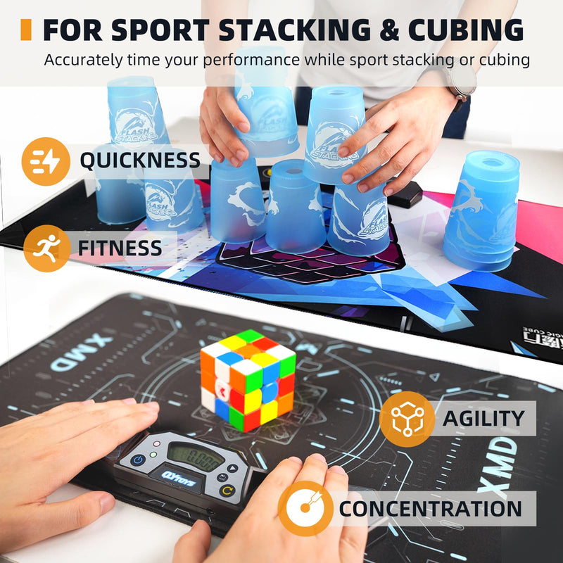 Professional Speed Cube Timer,Touch Control Timer with Display,Cube Race Stack Competition a Great Gift for Boys and Girls Black