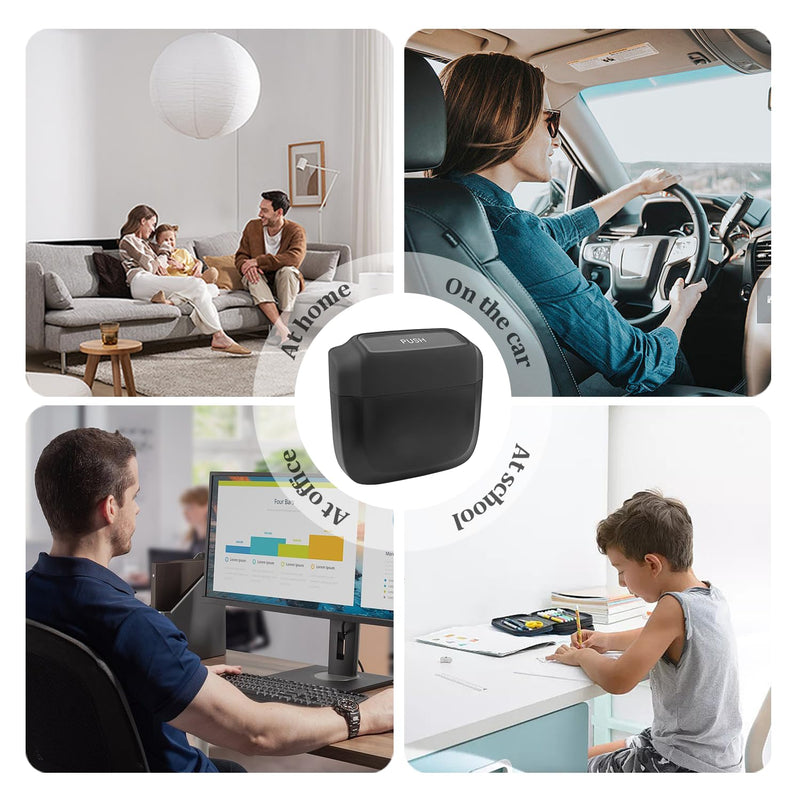 2PCS Car Trash Can with Lid + 60PCS Garbage Bags,Mini Trash Can Interior Accessories for Door/Seat/Center Console/Home/Office,Multifunctional Car Organizers and Storage (Black) Black