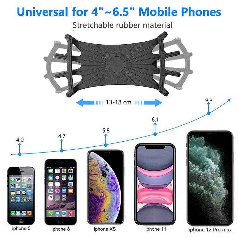 2 Pack Universal Bike Phone Mounts, 360 Rotation Silicone Holders for iPhone and Samsung, Compatible with 4.7-6.8 Inches Phones, Easy Installation Black 2 Pack