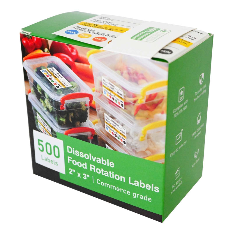 L LIKED Dissolvable Food Labels 2”x 3" No Residue Food Storage Labels for Kitchen，Washable Mason Jar Labels, Bottle Labels Easy to Write -500 Labels(Matte White… Large