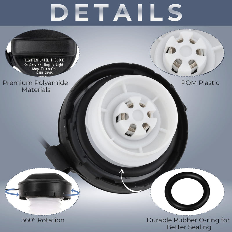 Gas Cap, Fuel Cap for 2012-2020 Nissan Infiniti Altima Frontier Murano Pathfinder Versa Note Infiniti QX60 JX35, 17251-1VZ0D, 17251-3JA0A, 17251-9BD0E, 2012 2013 2014 2015 2016 2017 2018 2019 2020