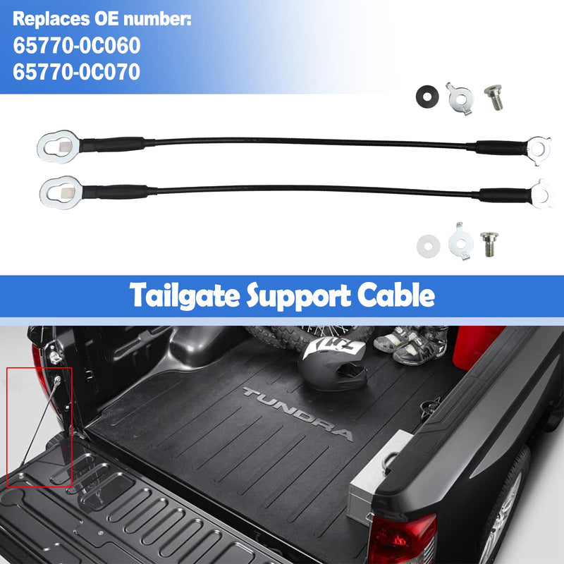 Tailgate Cable Strap with Bolt Compatible with Toyota Tundra 2007-2021 Tail Gate Support Cable Straps Replaces 65770-0C060 65770-0C070 Rear Tailgate Driver and Passenger Side