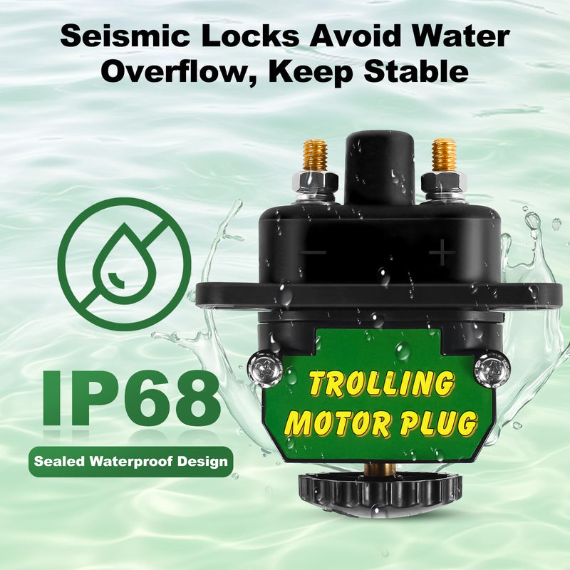 Trolling Motor Plug 027-0004-KIT DC to DC Power Connector, Tolling Motor Quick Connect for Onboard Marine 12V to 48V DC Power Connection With Gaskets, 80 AMP Capacity (L-shaped and Linear)
