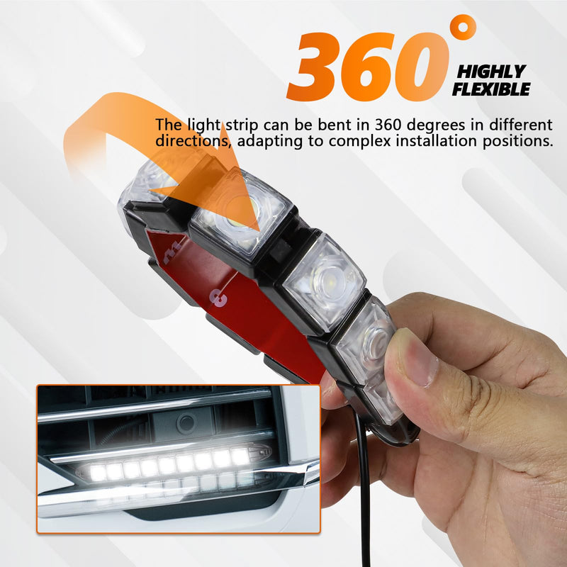 2PCS 9 LED Daytime Running Strip Lights, Bright 12V Car DRL Strip Light Kit, Flexible Spot Light Fog Lamp, Waterproof Vehicle Clearance Light Universal for Truck SUV Car