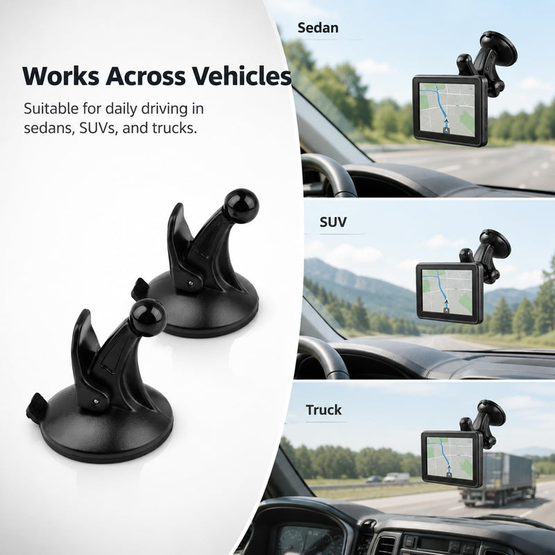 2 Pack GPS Car Mount for Garmin, Windshield Dashboard with Strong Suction Cup, 17mm Ball Mounting Pattern Replacement for Garmin Nuvi, Drive, DriveSmart