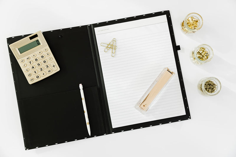 Kate Spade New York Standard Function Desktop Calculator, Acrylic Solar Powered Calculator, Gold Dot