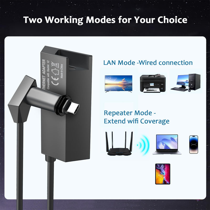 Starlink Ethernet Adapter for Wired External Network Gen2, Generic Starlink Ethernet Adapter Satellite Internet V2,Stable Connectivity