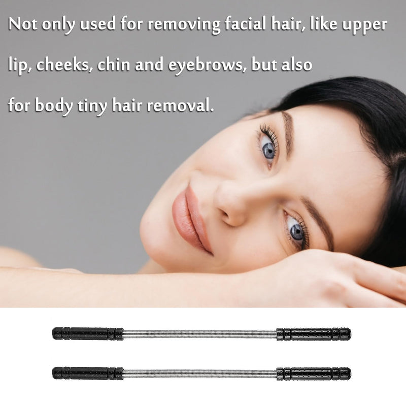 2 Pieces Black Facial Hair Remover Quick Hair Removal Epilator Tool,Facial Hair Remover Manual Epilator Spring Face Hair Roller Threading Epilator Tools for Face Hair Removing Tool