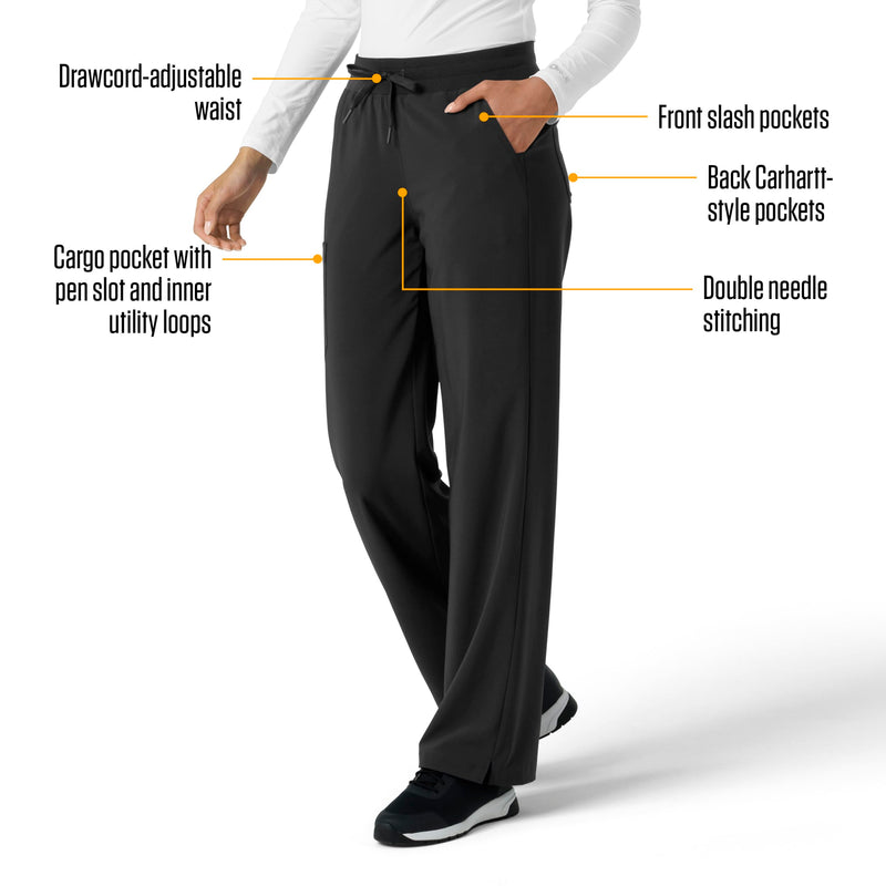 Carhartt Scrubs for Women Force Cross-Flex Boot Cut Pants, with 6 Pockets Medium Black