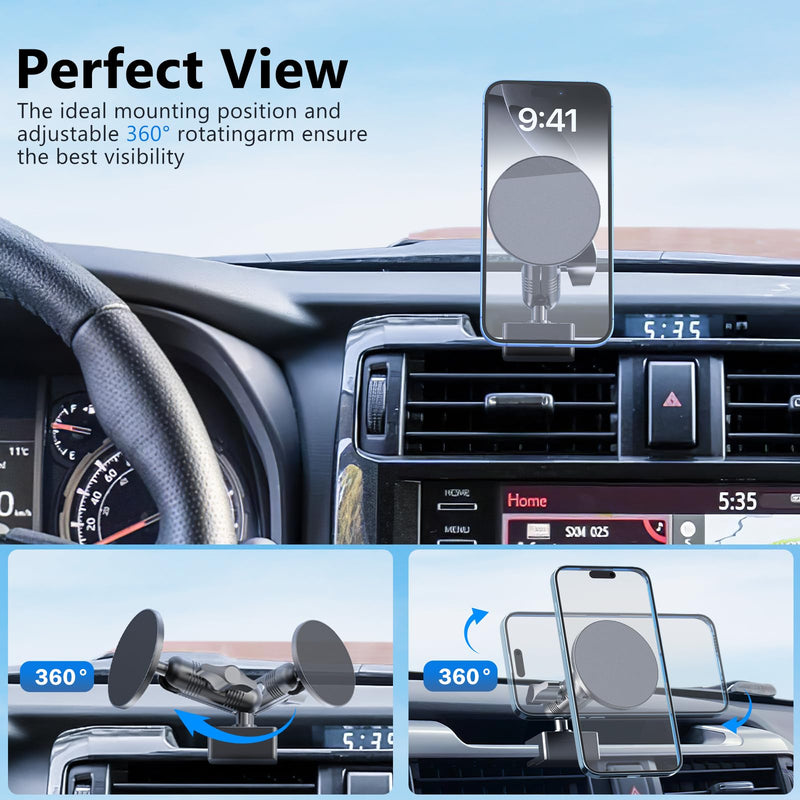 Metal Ultra Magnetic Phone Mount for Toyota 4Runner 2010-2024 | 5th Gen 4runner Accessories, Dash Cell Phone Holder, 360° Adjustable, One-Hand Operation, No Drilling, Fit for All Smartphone 2010-2024 (Magnetic)