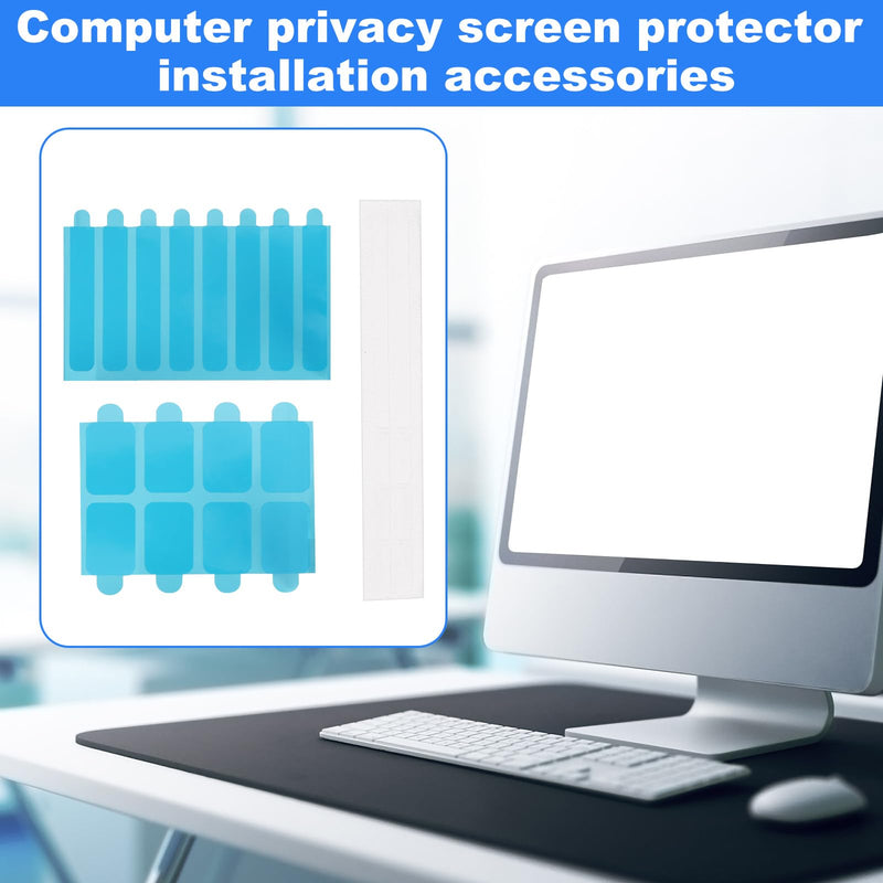 SAVITA 16pcs Privacy Screen Adhesive Strips, Easy Installation Laptops Privacy Screen Tape Protector Including Easily Installing Slide Mount Tabs Replacement Kit for Computer Monitors
