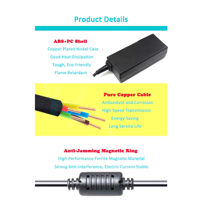 Laptop LA65NS2-01 PA-12 AC Docking Station Adapter Charger for Dell Chromebook 11 3120 3180 3181 3189 P22T P26T Latitude E7240 E7250 E7470 E7480 E5430 E5440 E5450 E5470 E5480 E5580 Power Supply Cord