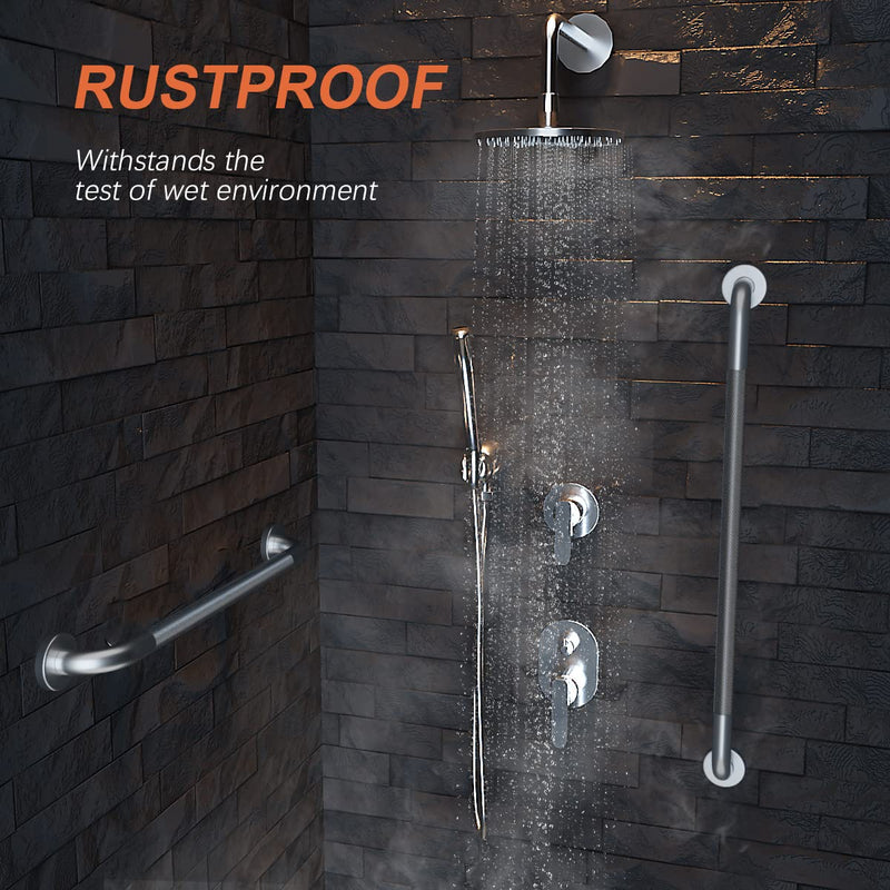 Brushed Nickel Shower Grab Bars 32 Inch, Anti Slip Grab Bar with Knurled Grip, Stainless Steel Bathroom Safety Balance Handrail, Wall Mounted Handicap Bar for Elderly, Textured Senior Grab Bar Handle Brushed Nickel
