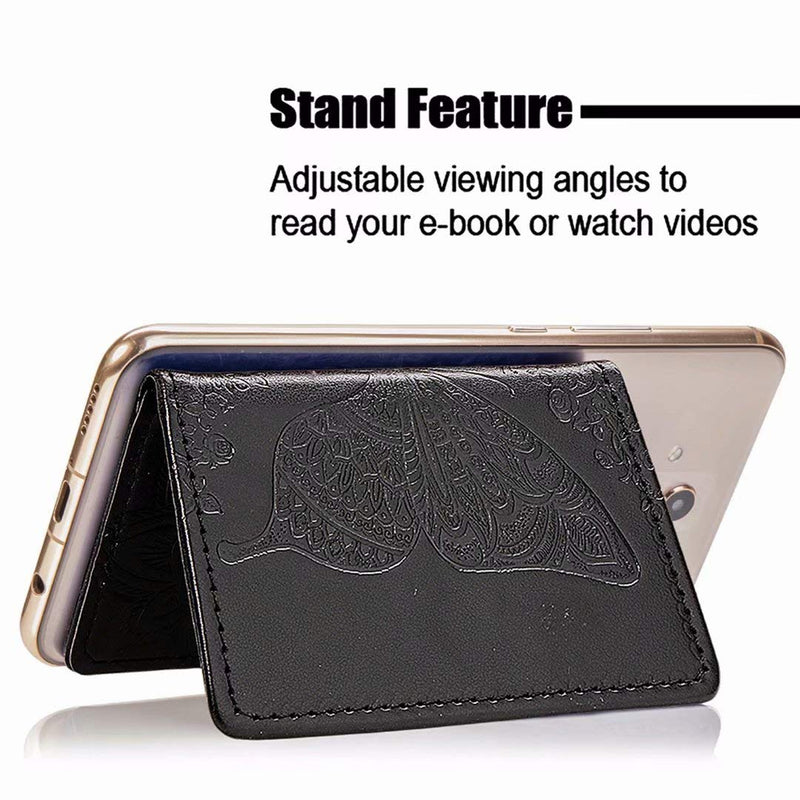 Cell Phone Butterfly Wallet,Credit Card Holder for Back of Phone Pocket 3M Adhesive Sticker Card Pouch Sleeve for iPhone/Samsung Galaxy/Moto/Google/Android and Most Smartphones (A-Purple) A-Purple