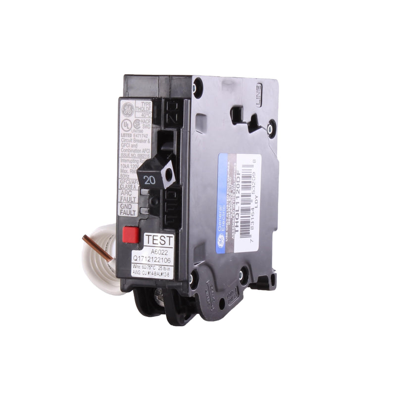 ABB Q-Line® THQL1120DF 20 Amp 1-Pole Dual Function Circuit Breaker • 20 Amp Single Pole 120 VAC AFCI/GFCI Breaker • Dual Function Ground Fault Circuit Interrupter • Plug-in Mount Type