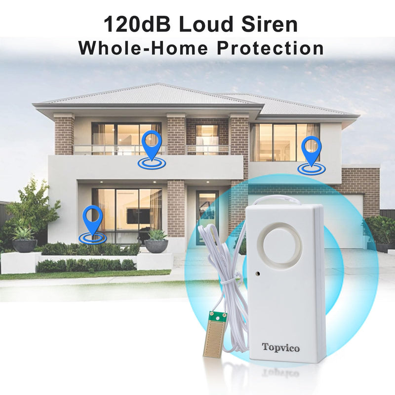 Topvico Water Leak Sensor Detector Flood Alarm for Basement RV Moisture 120dB Work Alone Battery Operated 3 Packs