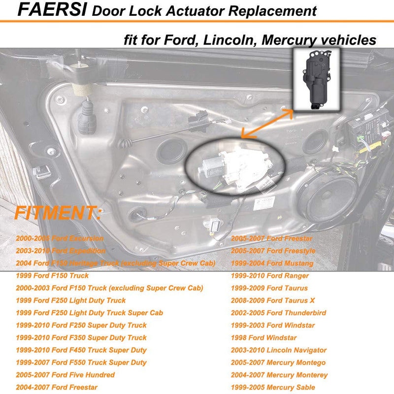 746-148 Power Door Lock Actuator Left Driver Side Compatible with Ford F150 F250 F350 F450 F550 Expedition Excursion Mustang Ranger Taurus, Lincoln Mercury, Mazda 6L3Z25218A43AA, F81Z25218A43AA Left Side 6L3Z25218A43AA 1