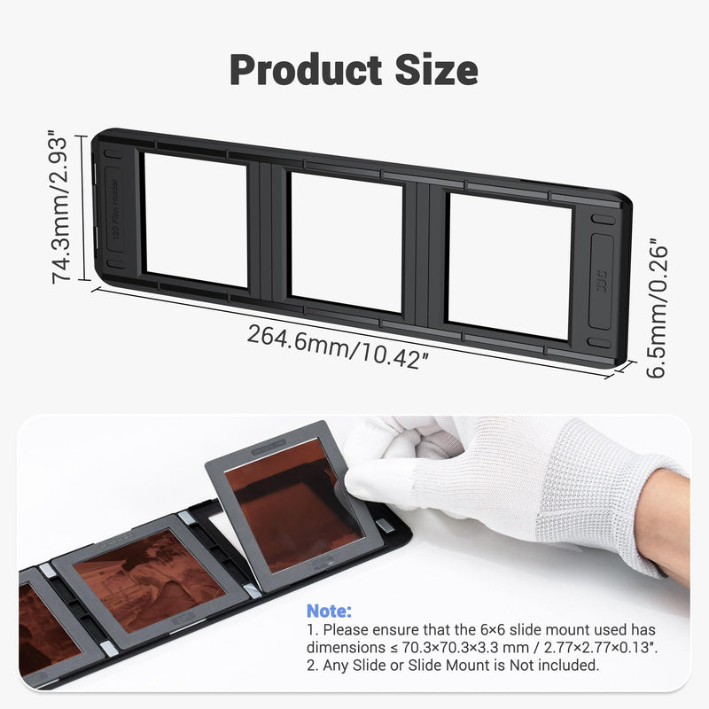 JJC 6x6 Slide Mount Holder, Acid-Free ABS Made, Flip-Through Magnetic Close | Compatible with Film Scanner, Mobile Film Scanner Convert & Negative Film Digitizer, Maintains Film Flat & Stable for Copying