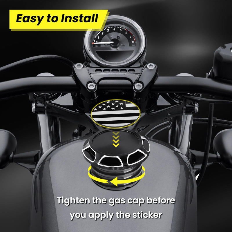 GUAIMI CNC Aluminum Fuel Gas Tank Oil Cap Compatible with Harley Sportster XL 1200 883 X48 Dyna (American Flag-Black) American Flag-Black
