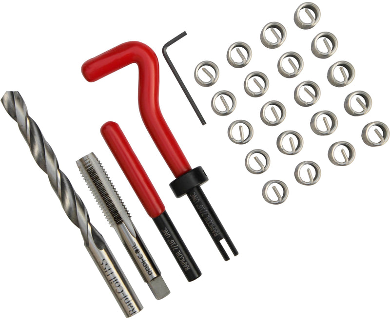 7/16-14 UNC Thread Repair Helicoil Kit, HSS M2 Tap & Drill, SS 304 Wire Inserts - Made in India 7/16-14 UNC