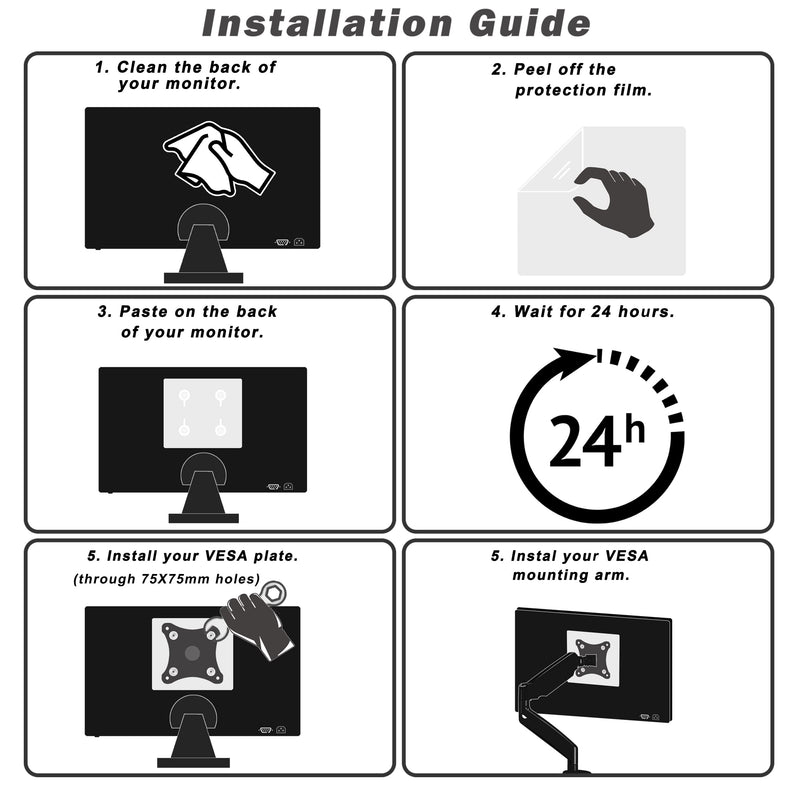 Universal Monitor VESA Mount Adapter for Non-VESA 13-27 inch Computer Monitors Tablets iPad VESA Mounting Arm Stand Bracket Kit 75X75mm… ALL IN ONE