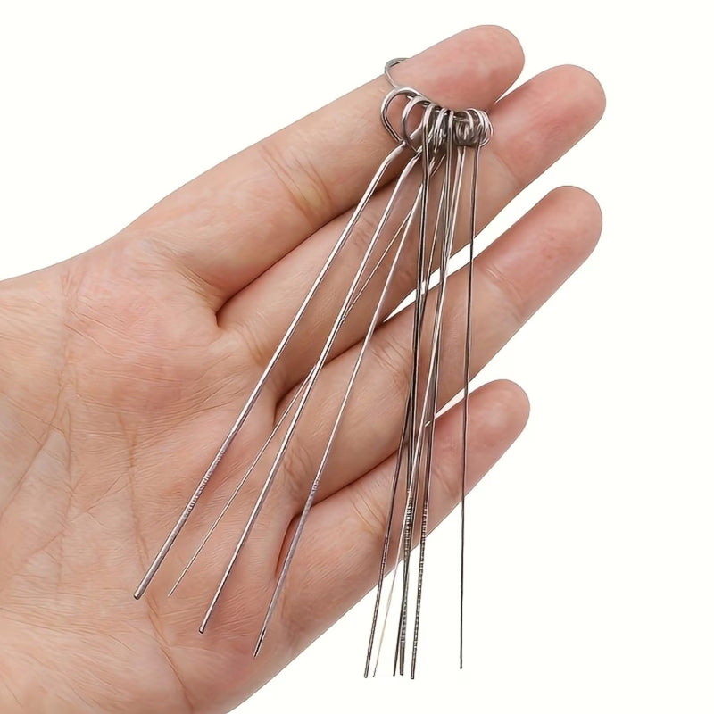 Shower Head Cleaning Pins Set, 10 Different Sizes Stainless Steel Unclogging Needles, Tiny Holes Cleaner Tool Kit for Clogged Shower Nozzles, Sink & Small Orifice Cleaning