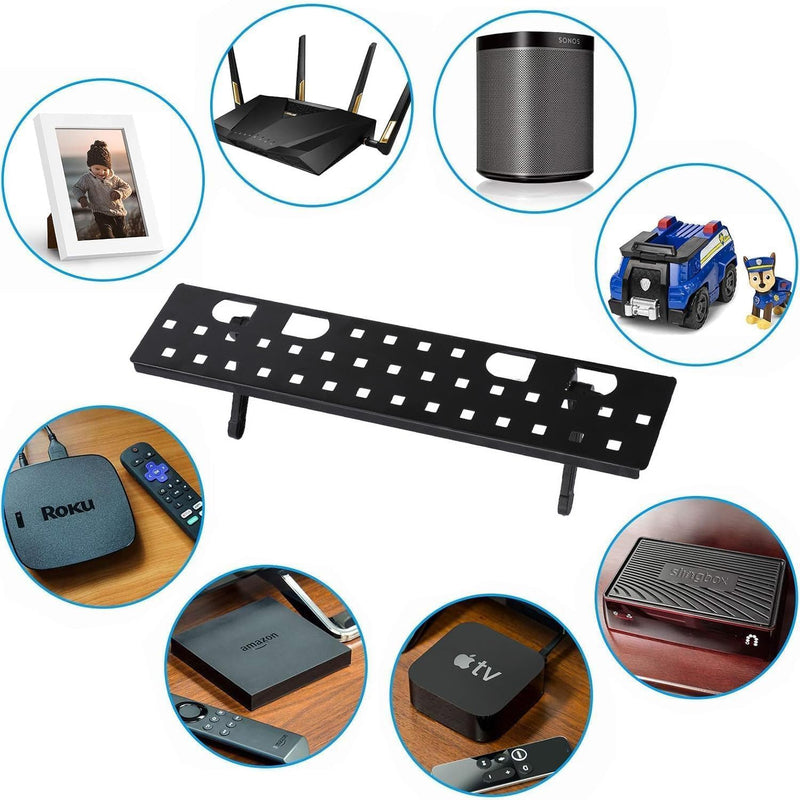17.7in TV/PC Top Shelf Mount for Routers, Cable Boxes and Remote | Adjustable Monitor Top Shelf Wide Platform Screen Storage Bracket, TV Mounted Shelf for Games Consoles - 17.7 x 3.9 inches 17.7 X 3.9 Inch