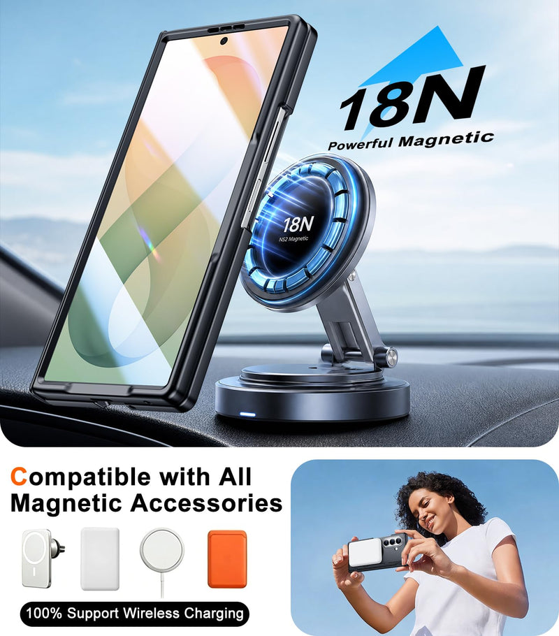 SPIDERCASE Magnetic for Samsung Galaxy Z Fold 8 Ultra Case, Black | Built-in [Screen Protector] [Stable Kickstand] [Hinge Protection] [Compatible with Magsafe] Military Grade Protective Cover